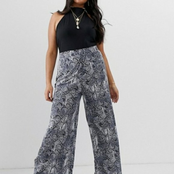 Ashley Stewart Snakeskin Wide Leg Pants 